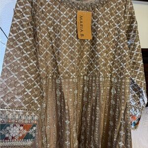 Maria B. Women's Brown Embroidered Dress